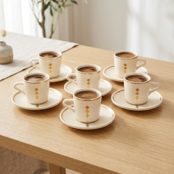 Coffee Cup and Saucer Set - 6 Pcs